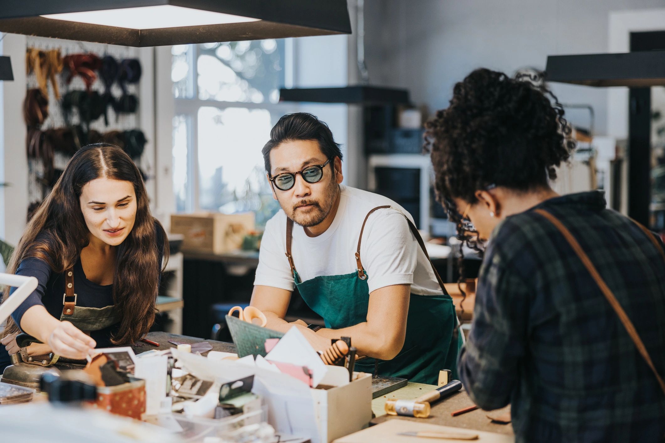 Artisan collaboration in a creative workshop