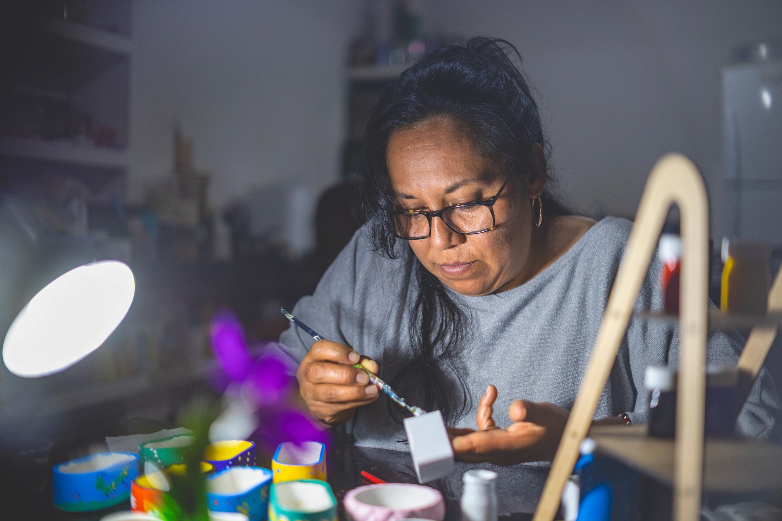 Contemporary ceramic artisan at work in a studio