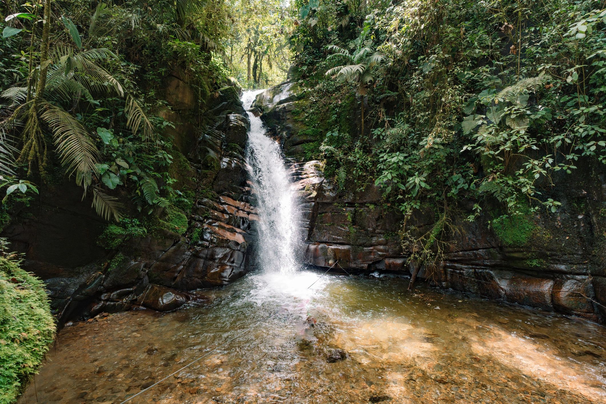 Santa Rita waterfall in tropical forest, Colombia